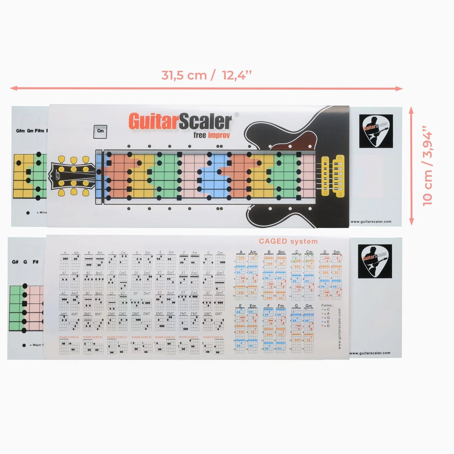 Visuel des dimensions de la reglette GuitarScaler